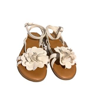 Madden NYC Size 4 Girls White Floral Sandals with Ankle Strap